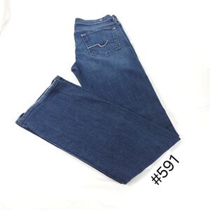 7 For All Mankind Bootcut Button Zip Medium Wash Denim Jeans Womens Size 26 Blue